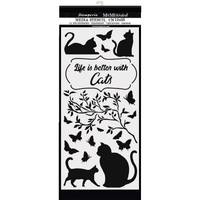 Stamperia Orchids and Cats Stencil - Life Is Better With Cats